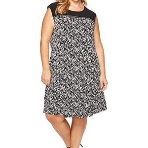 Calvin Klein Sleeveless Print Dress Zipper Yoke